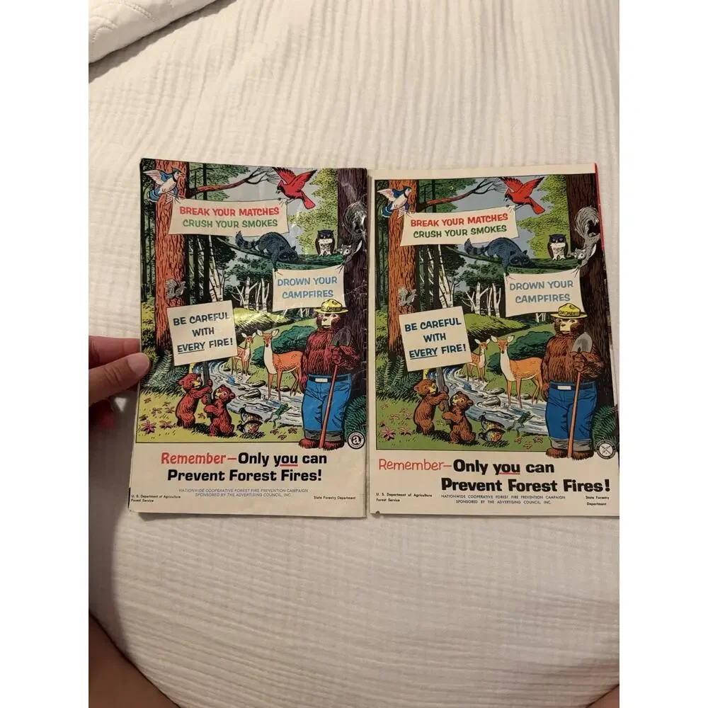 Vintage Smokey Bear Comic Book Lot Of 2 1964 + 1969 Variant Inside Covers Rare